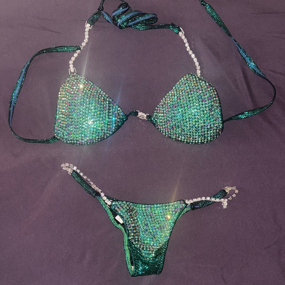 Sparkling Green Crystal Bikini Set